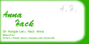 anna hack business card